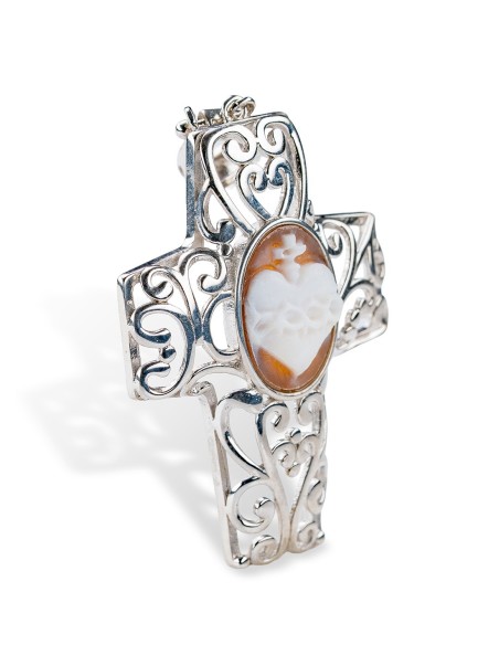 Sterling Silver Cross Cameo Pendant
