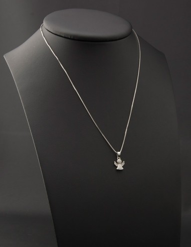 Sterling Silver Cubic Zirconia Angel Pendant Necklace