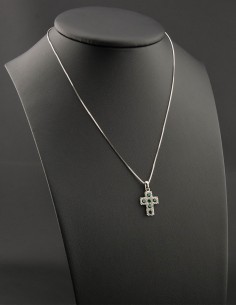 Sterling Silver Green White Cubic Zirconia Cross Pendant Necklace 2