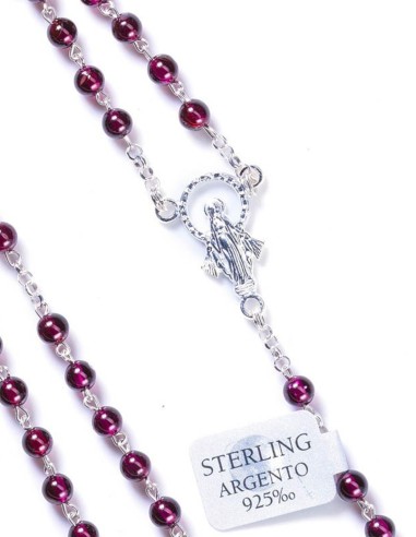 Sterling Silver Garnet Fine Rosary