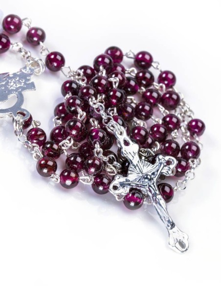 Sterling Silver Garnet Fine Rosary