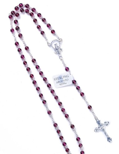 Sterling Silver Garnet Fine Rosary