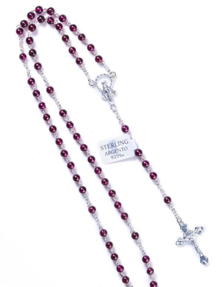 Sterling Silver Garnet Fine Rosary