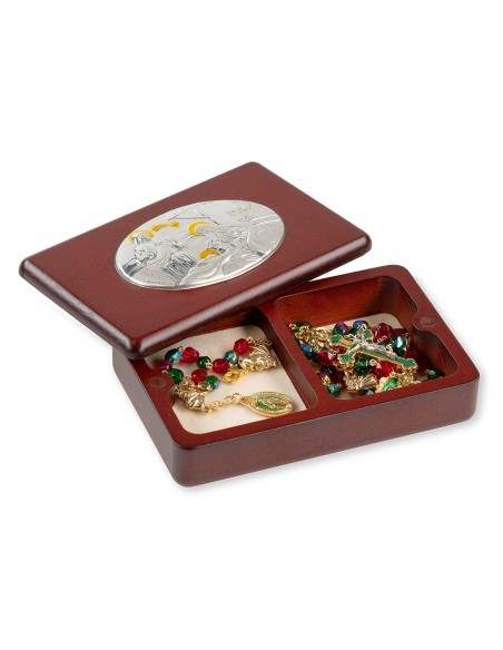 Rosary & Bracelet Nativity Sterling Silver Plaque Wooden Box