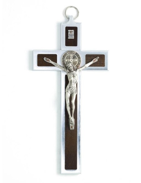St. Benedict Crucifix Aluminium and Walnut Wood