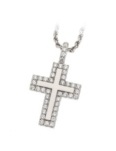 Sterling Silver Cross Cubic Zirconia Pendand Necklace