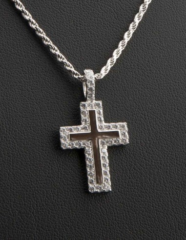 Sterling Silver Cross Cubic Zirconia Pendand Necklace