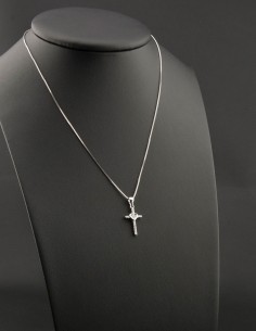 Sterling Silver Cubic Zirconia Dainty Heart Cross Pendant Necklace 2