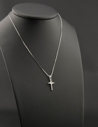 Sterling Silver Cubic Zirconia Dainty Heart Cross Pendant Necklace