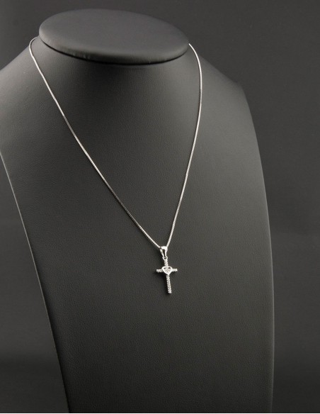 Sterling Silver Cubic Zirconia Dainty Heart Cross Pendant Necklace