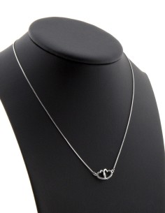 Sterling Silver Cubic Zirconia Double Heart Pendant Necklace 2