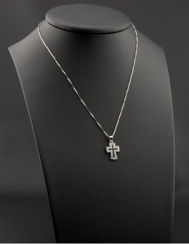 Sterling Silver Cubic Zirconia Open Cross Pendant Necklace