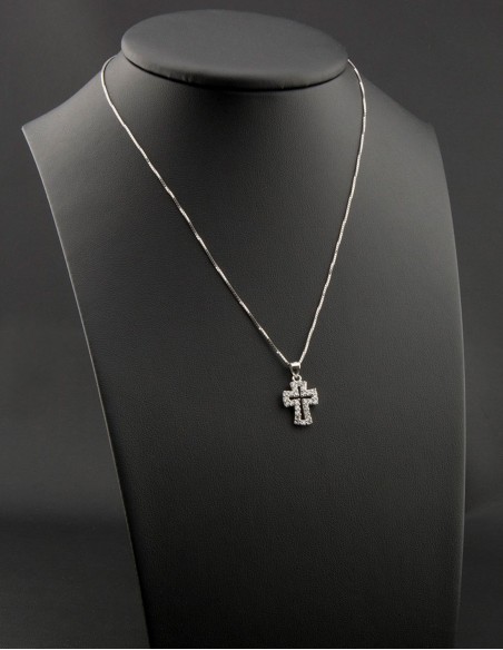 Sterling Silver Cubic Zirconia Open Cross Pendant Necklace
