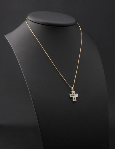 Gold Plated Cubic Zirconia Open Cross Pendant Necklace
