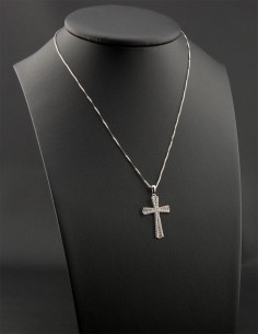 Sterling Silver Cubic Zirconia Flared Pavé Cross Pendant Necklace 2