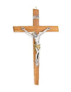 Olive Wood Crucifix Angled Routed Edges
