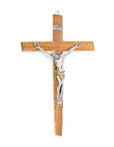 Olive Wood Crucifix Angled Routed Edges