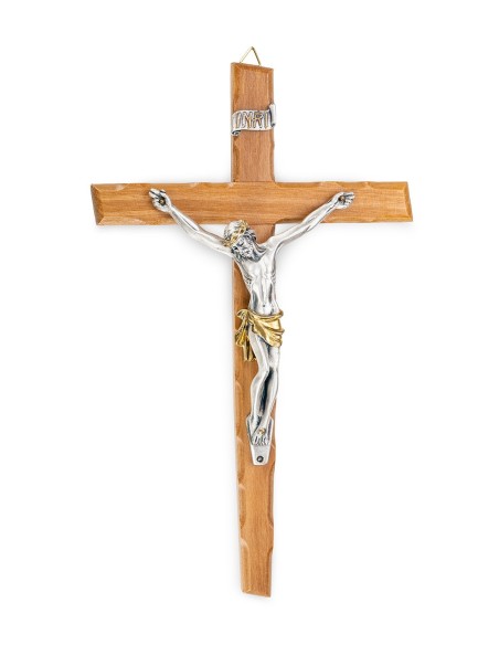 Olive Wood Crucifix Angled Routed Edges