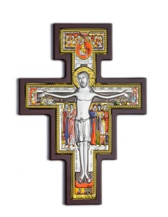 Handpainted Crucifix Bilaminate Sterling Silver 0827 Handpainted Crucifix Bilaminate Sterling Silver 0827