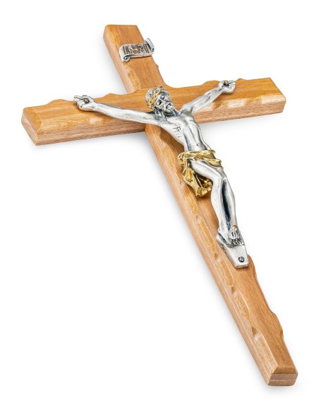 Olive Wood Crucifix Angled Routed Edges