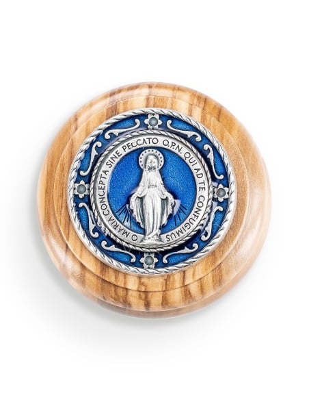 Olive Wood Rosary & Box 2-Piece Set Our Lady of Grace Miraculous Medal