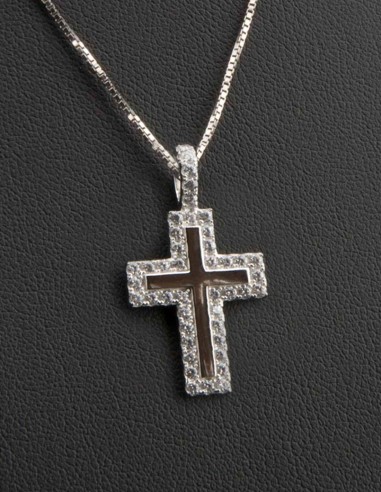 Sterling Silver Cubic Zirconia Cross Pendant Necklace