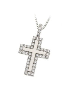 Sterling Silver Cubic Zirconia Cross Pendant Necklace