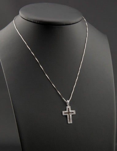 Sterling Silver Cubic Zirconia Cross Pendant Necklace