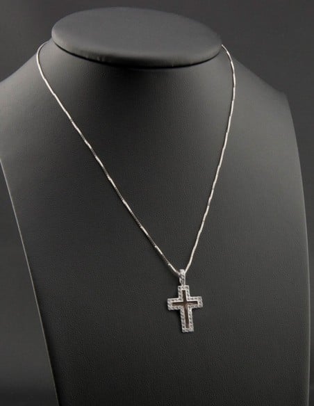 Sterling Silver Cubic Zirconia Cross Pendant Necklace