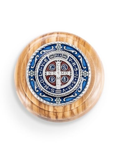 Olive Wood Rosary & Box 2-Piece Set St. Benedict Medal