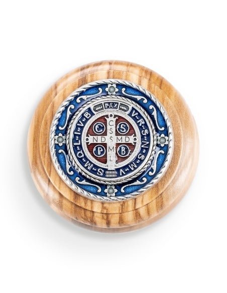 Olive Wood Rosary & Box 2-Piece Set St. Benedict Medal
