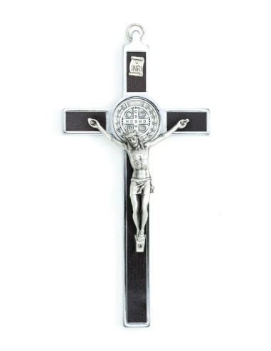 St. Benedict Crucifix dark wood and metal