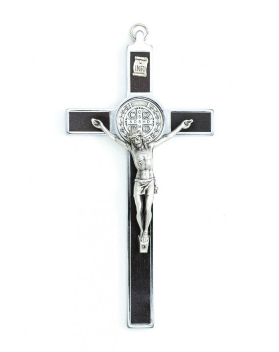 St. Benedict Crucifix dark wood and metal