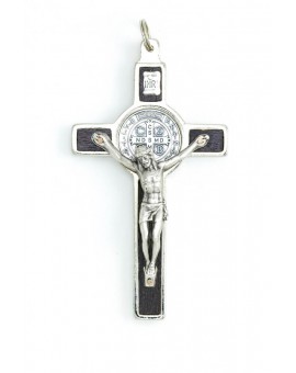 St. Benedict Crucifix dark wood and metal