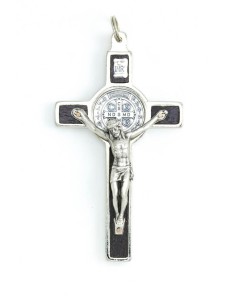 St. Benedict Crucifix dark wood and metal