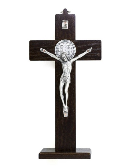 St. Benedict Crucifix light wood with base - Prestige series St. Benedict Crucifix light wood with base - Prestige series
