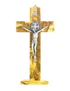 St. Benedict Crucifix Olive wood with base - Prestige series St. Benedict Crucifix Olive wood with base - Prestige series