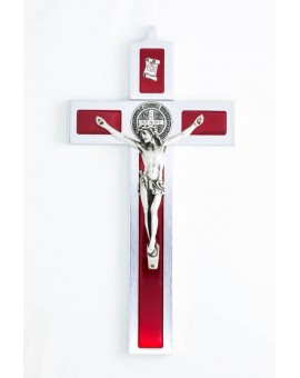 St. Benedict Crucifix aluminium and red enamel