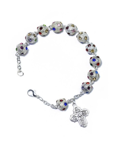 Strass Bracelet 4 way Medal Cross