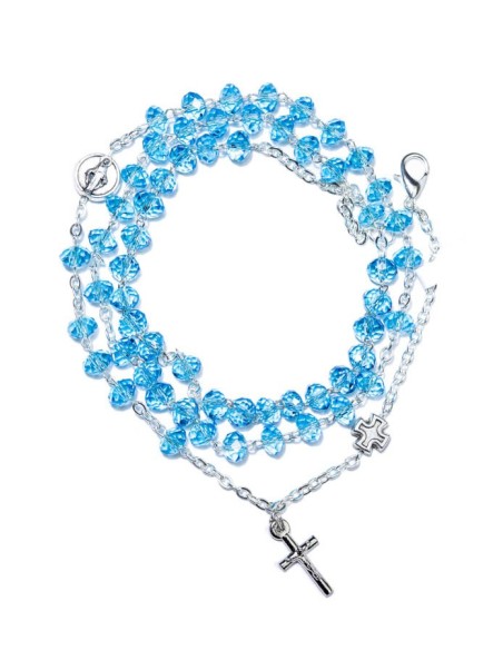 Sky Blue Crystal Rosary long Bracelet