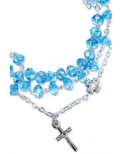 Sky Blue Crystal Rosary long Bracelet