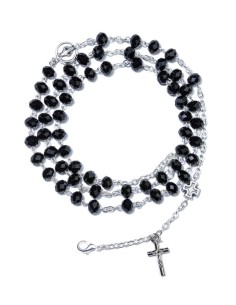 Black Faceted Crystal Rosary long Bracelet Black Faceted Crystal Rosary long Bracelet