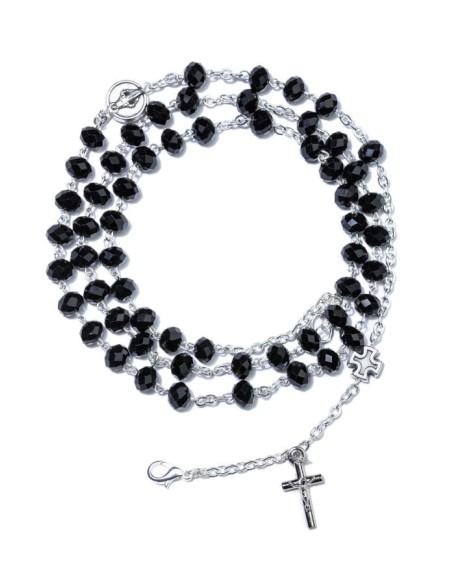 Black Faceted Crystal Rosary long Bracelet Black Faceted Crystal Rosary long Bracelet