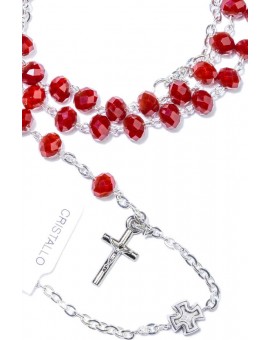 Red Faceted Crystal Rosary long Bracelet