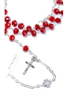 Red Faceted Crystal Rosary long Bracelet