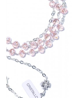 Pink Crystal Rosary long Bracelet