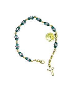 Deep green strass gold Rosary Bracelet