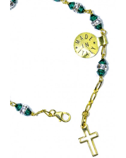 Deep green strass gold Rosary Bracelet