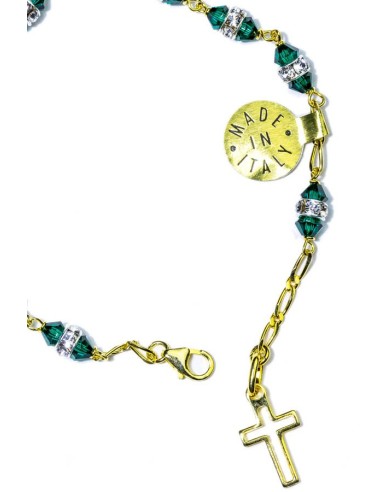 Deep green strass gold Rosary Bracelet