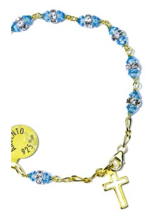 Sky blu strass gold Rosary Bracelet